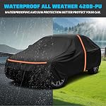 All-Weather Universal Waterproof Car Cover with Door Side Zipper 420D-PU for SUV 193"-201" Length,UV Sun Rain Protection Cover