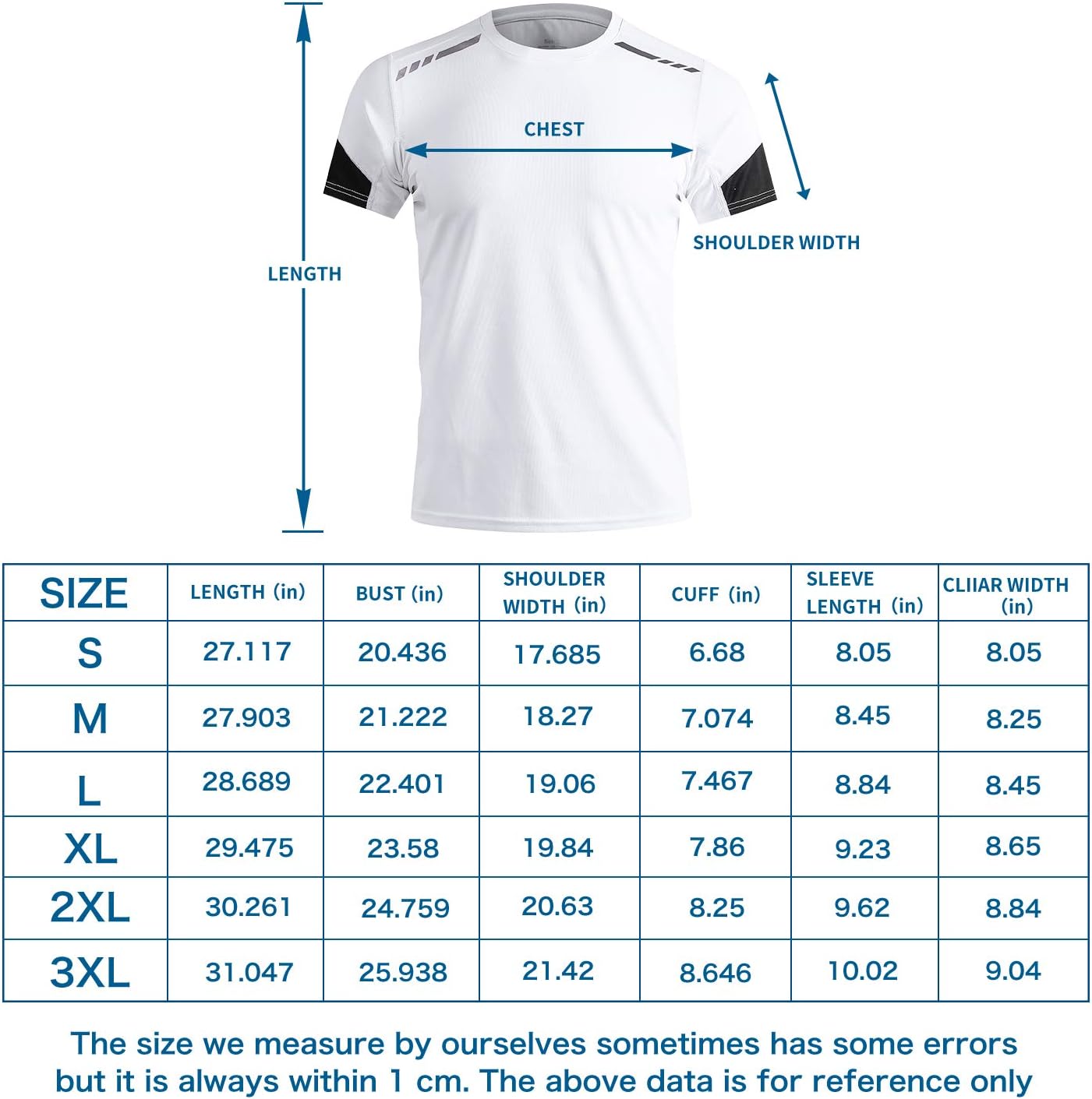 visionreast Men's Sports T-Shirt Moisture Wicking Quick Dry Workout Stretch Tee Running Gym Training Athletic T-Shirts