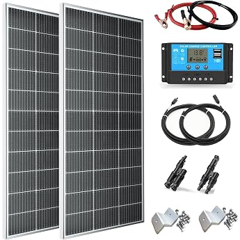 Wuzeck 300 W Solar Panel Kit Set 12 V Solar System Motorhome Complete Set | 2 x 150 Watt monocrystalline solar module + 30 A 
