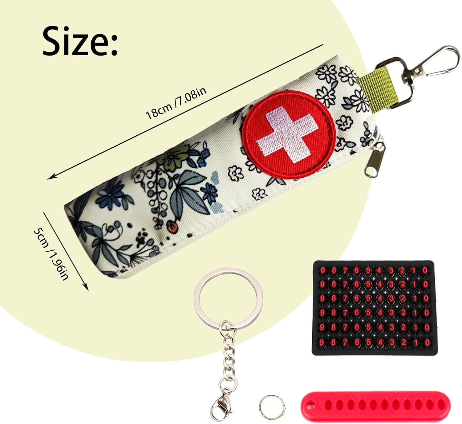 1-Piece Epipen Carrying Case, Epi Pen Carrying Case EpiPen Carrier, EpiPen Carrier Slim with Clip Epipen Holder Bag for 1EpiPen Allergy Medical Essentials (Gray Flower)