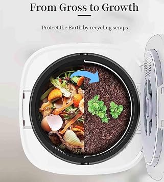 Electric Kitchen Composter, 2.5L Smart Compost Bin, Electric Compost Bin with Single Button Design, with Activated Carbon Filter Turn Waste to Organic Compost