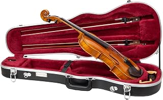 Crossrock Shaped Violin Case for 4/4 Full-Size Violin | Interior Accessory Compartment, 2 Bow Holders, Security Lock, Detachable Shoulder Straps - Black (CRA880VFBK)