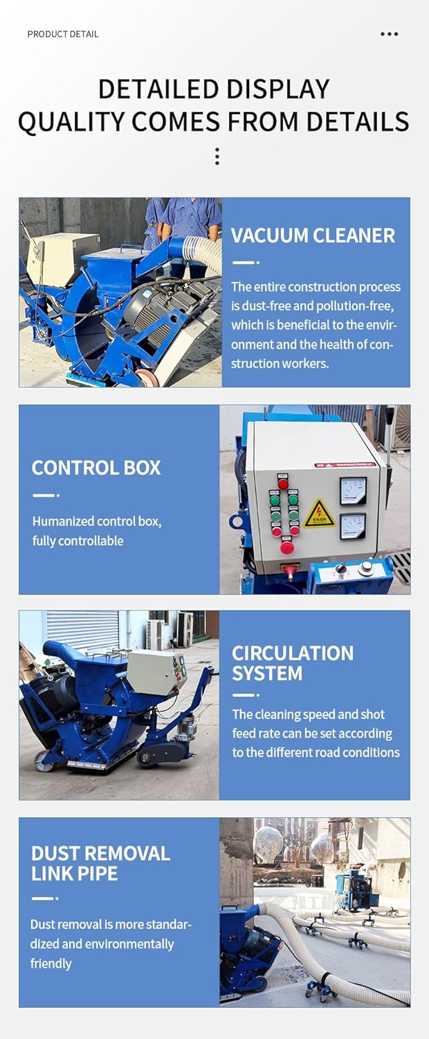Electric Road Shot Blasting Machine, Dust Collection Pavement Surface Preparation Shot Blaster, Urban Concrete Road Maintenance Equipment