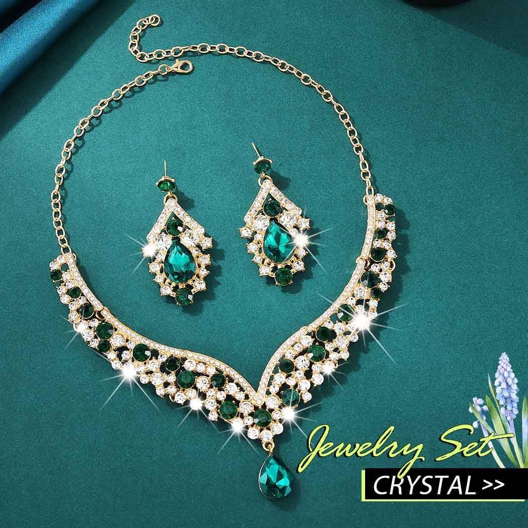 JAKAWIN Bridal Wedding Jewelry Set Prom Rhinestone Necklace Earring Set for Women - Image 2
