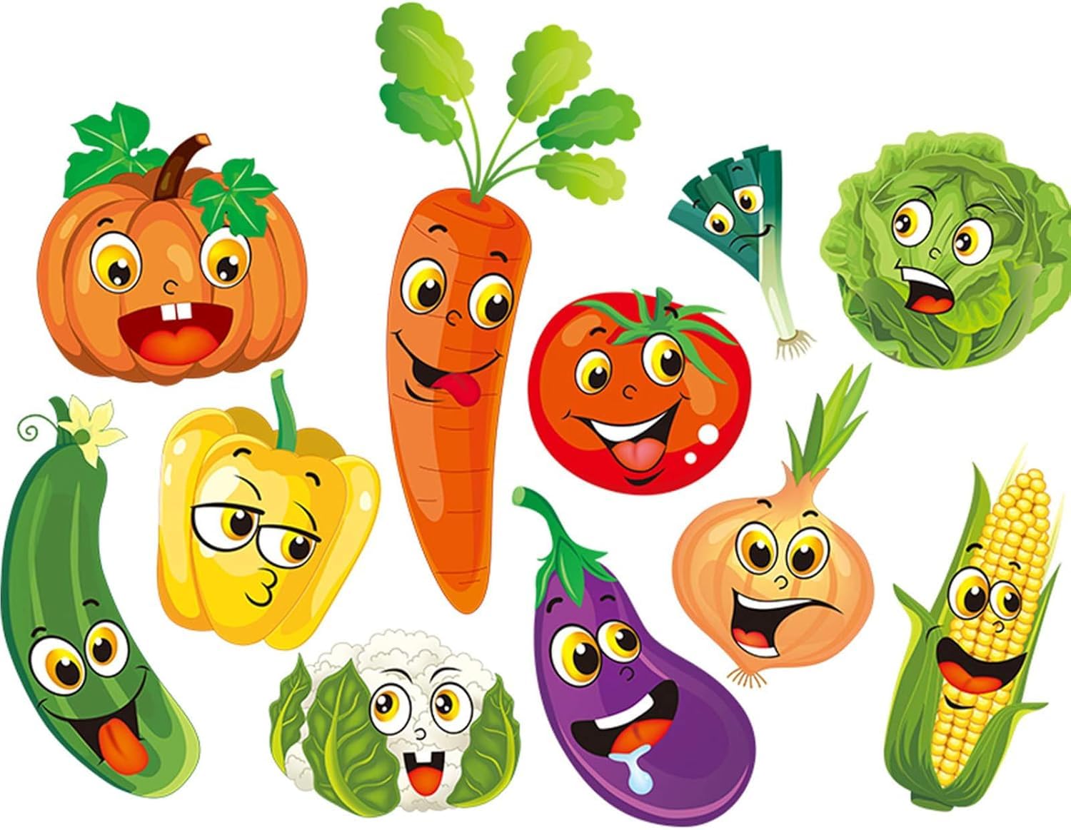 PVC Vinyl Kitchen Cartoon Vegetable Wall Art Decal | Multicolor Sticker for Kitchen, Hall & Living Room | Standard Size (Pack of 1)-image-31