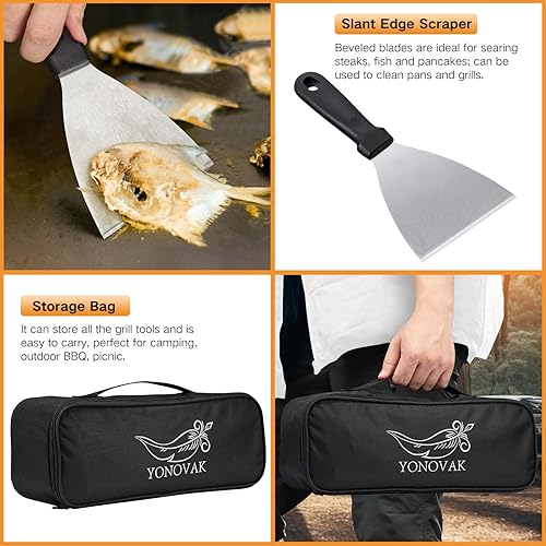 Miniatura 5 de YONOVAK Kit de accesorios para plancha, accesorios de plancha no óxido para Blackstone y Camp Chef, accesorios de plancha plana con prensa de