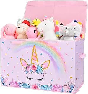WERNNSAI Unicorn Toy Box - Collapsible Oxford Storage Bin with Handles 2...
