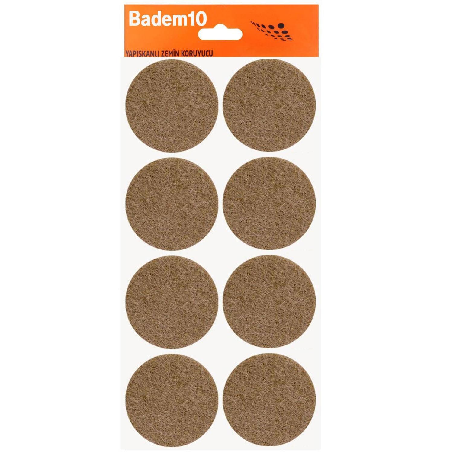 Badem10 Zemin Koruyucu Keçe 50 mm Yapışkanlı (8'li PAKET) Masa Sandalye Mobilya Koltuk Ayak Keçesi Yuvarlak