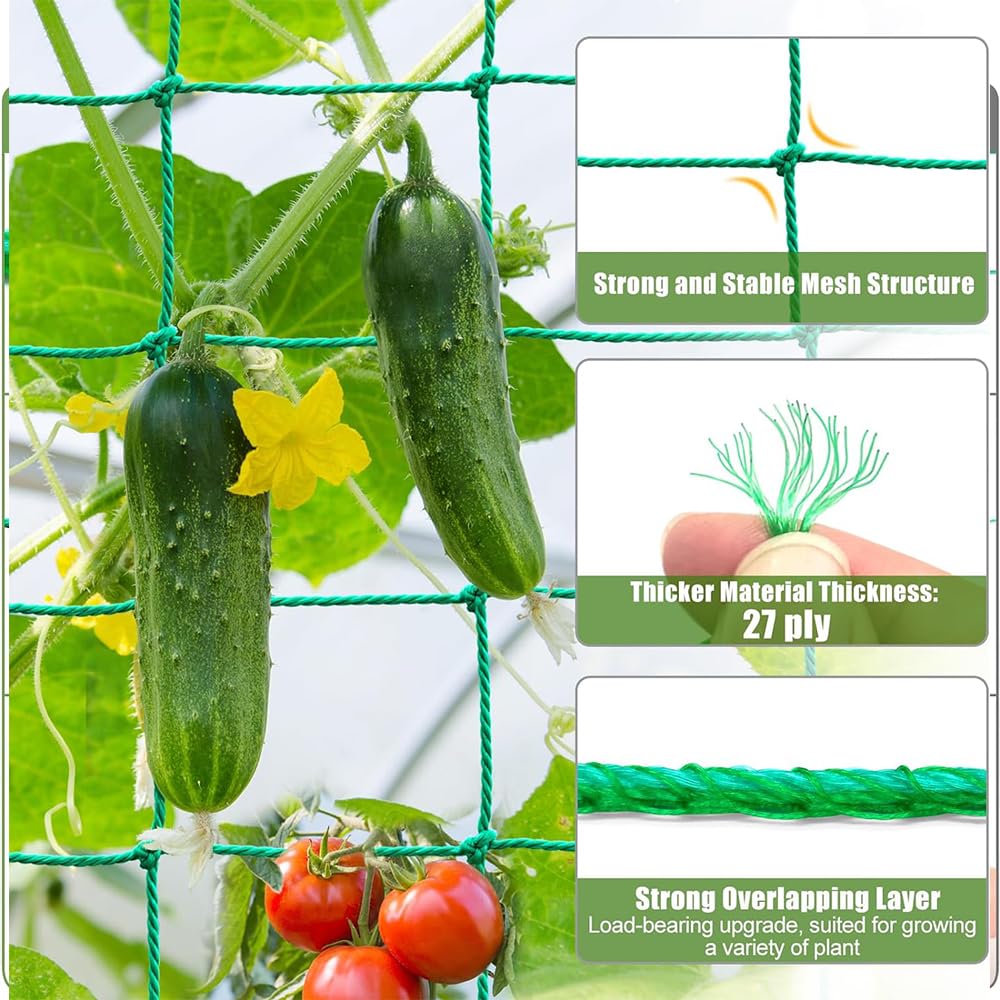 Filet Concombre,Filet Plante Grimpante 2 M X 10 M,Vec 100 Attaches Pour Plantes Et 20 Pinces à Plantes,pour Serre, Tomates,Plantes Grimpantes