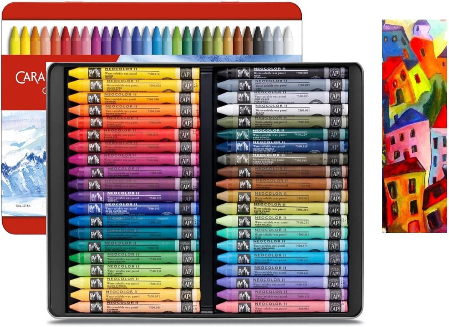 Caran d'Ache NEOCOLOR II Watercolour Wax Pastels in Metal Box