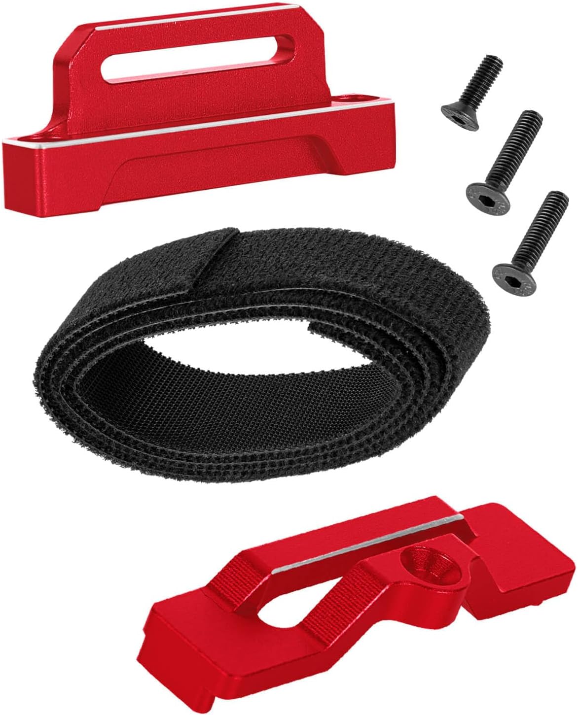 RC Upgrades Part Aluminium Alloy Battery Mount Plate Tray Battery Holder Mount for 1/10 Slash 2WD/Slash 2WD VXL/F0rd F-15O Raptor 2WD,Tall Battery Holder Mount Hold Down,Red(#5827)