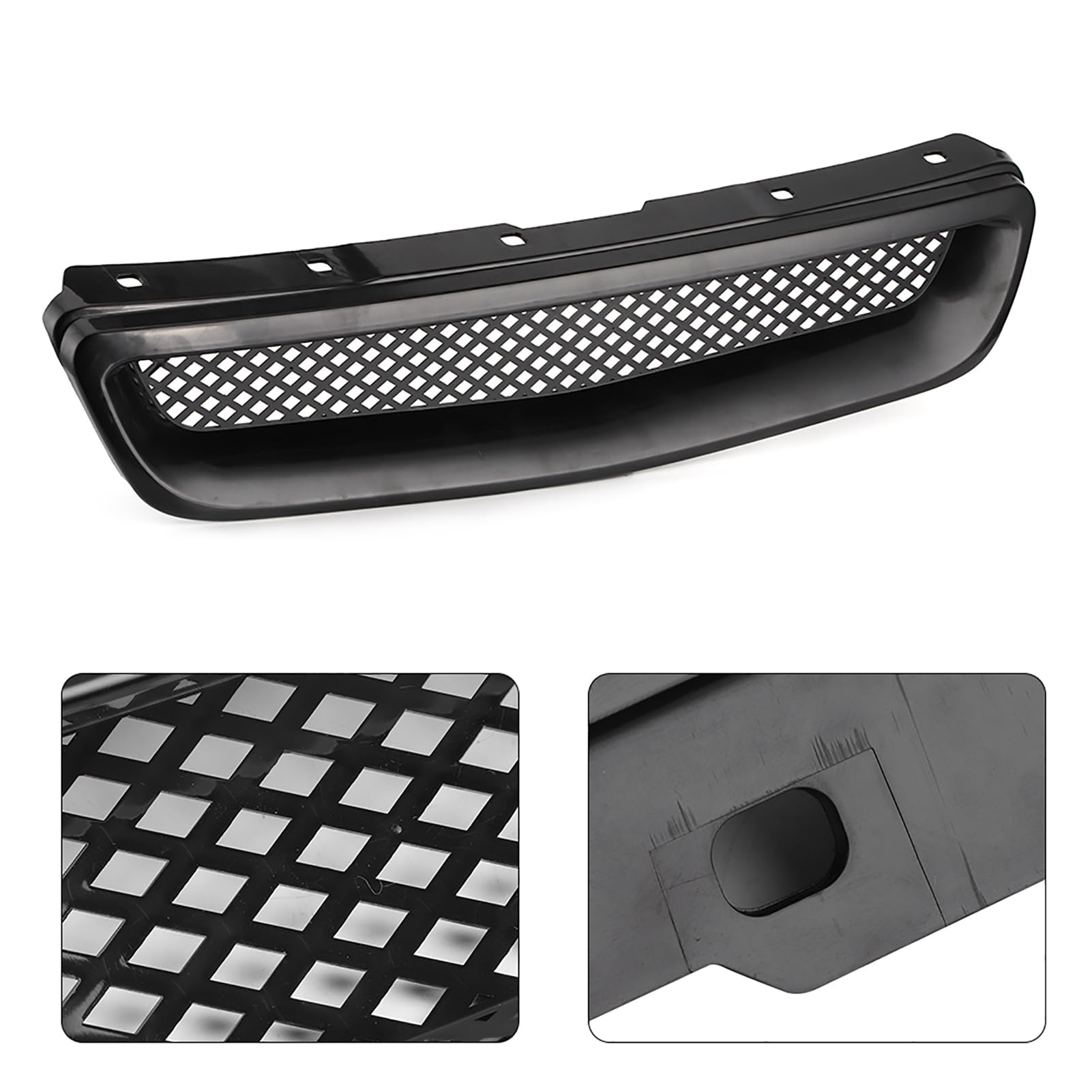 Rejilla de parachoques delantero ABS negro para coche modelos 1999 y 2000 8