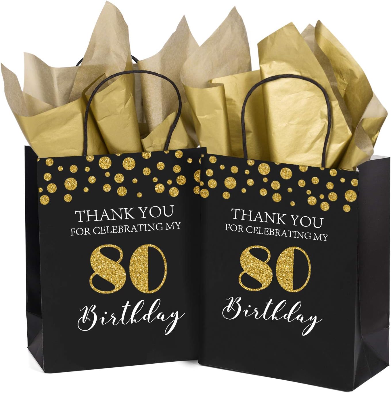 WRAPAHOLIC Medium Size Gift Bags 25 Pack Thank you for