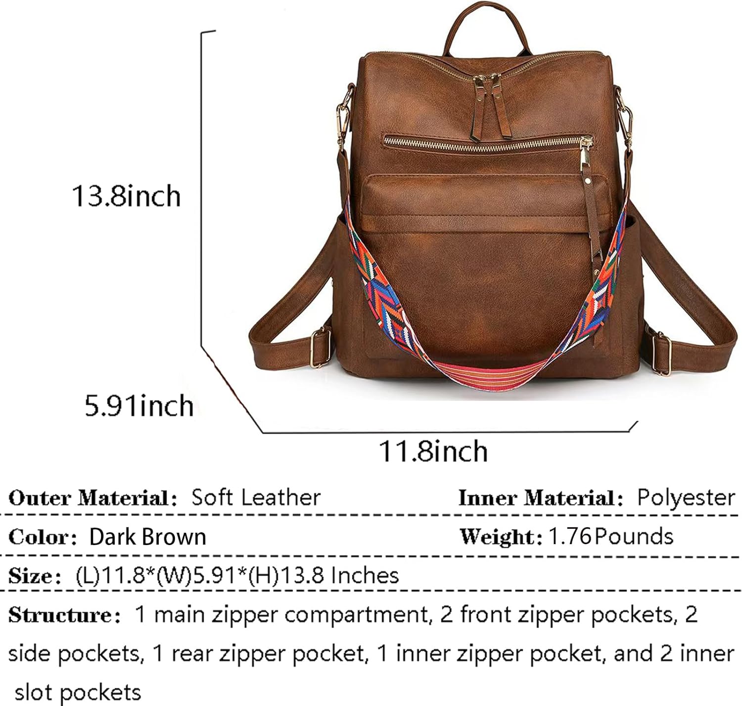 Women's Fashion Backpack Purse for Women Leather Multipurpose Design Ladies Shoulder Bag Travel bag Satchel Handbags - Image 2