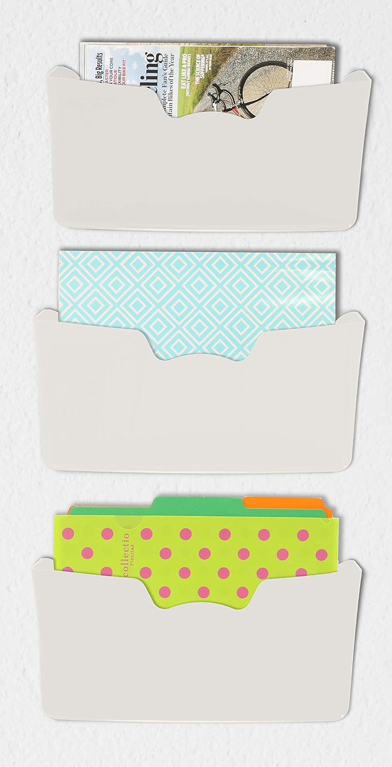 Simple Houseware Single Pocket Wall Mount for Hanging File Holder, 3 Packs, White
