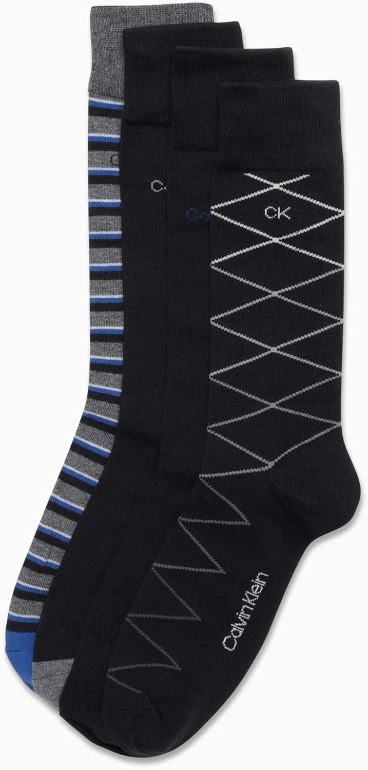 Calvin Klein Mens Crew Socks - 4 Pack Soft Cotton Blend Cushioned Crew Dress Socks for Men, for Formal, Casual and Work Wear - Image 4
