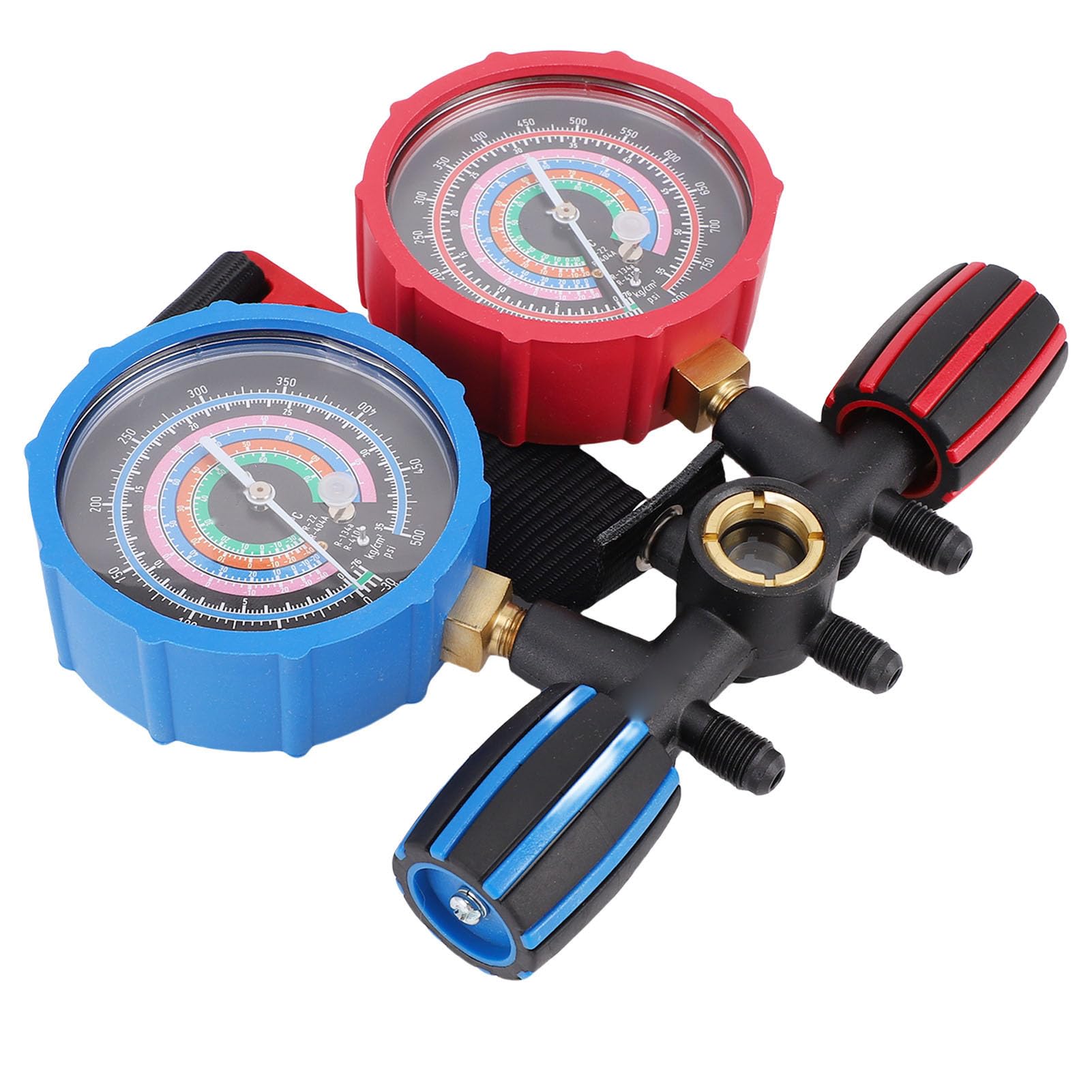 FTVOGUE HVAC Kältemittel Manometer Set, Aluminiumlegierung Messing Konstruktion, für R134 R22 R410A R404 Kühlmittel Befüllung und AC Diagnose