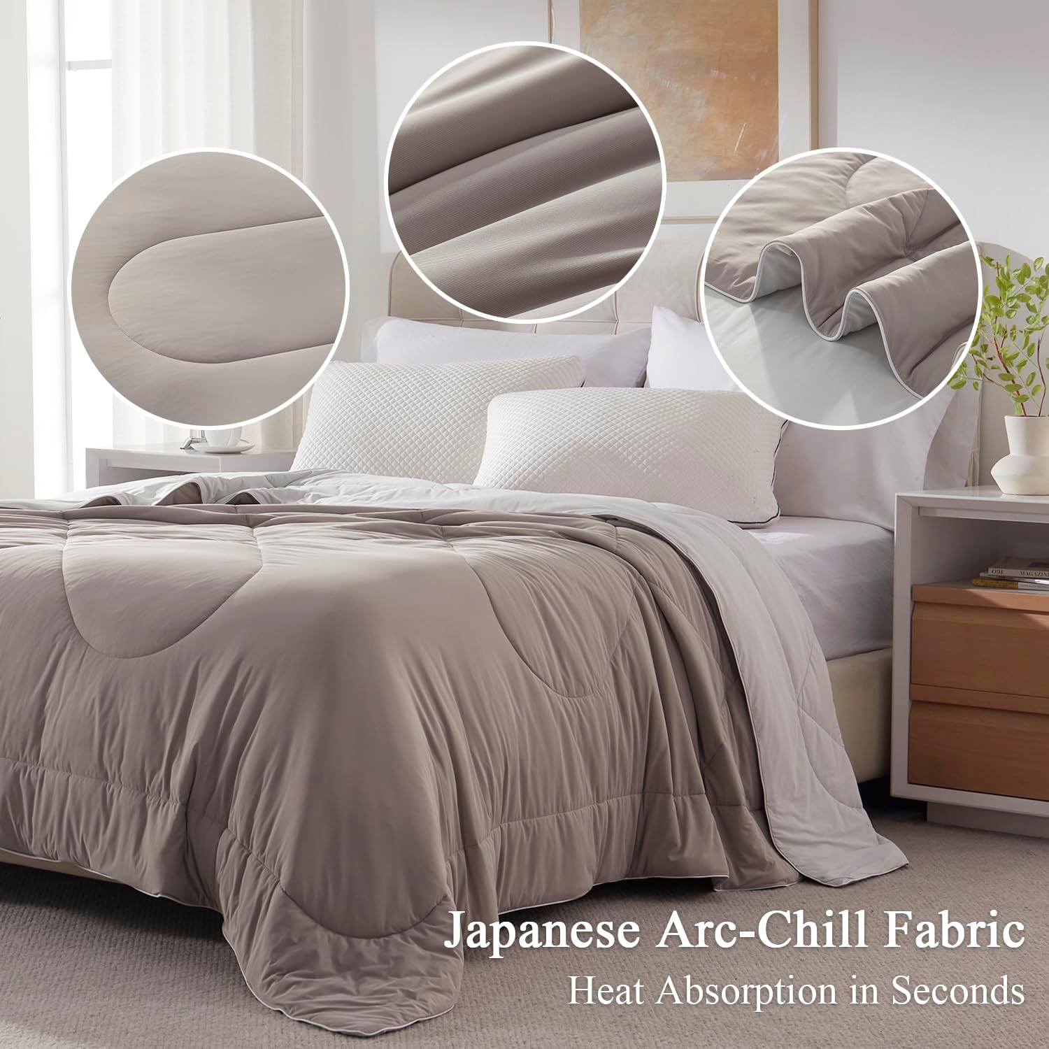 warmcloud Cooling Blanket Twin Size Cooling Blankets for Hot Sleepers Cooling Comforter Breathable Summer Thin Comforter Twin Size Bedding Cooling Duvet Light Gray and Dark Gray