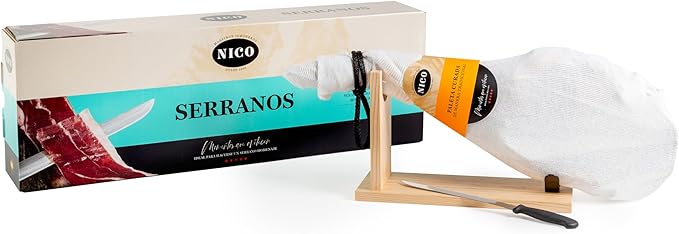 Pack de Jamón Serrano con Kit de Jamonero y Cuchillo - Paleta Curada Tradicionalmente, 4.5 kg