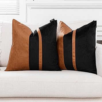 Amazon.com: Vfuty Set of 2 Black and Brown Decorative Throw Pillow ...