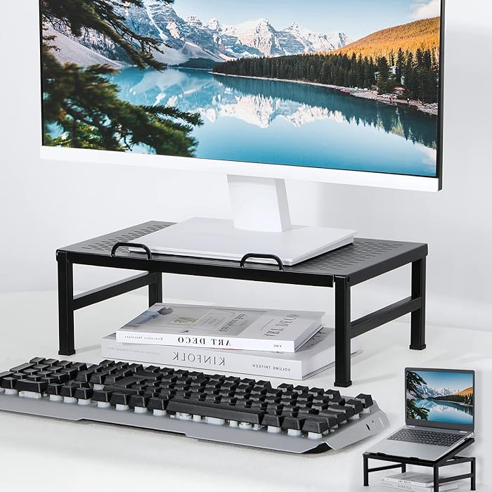 Buy Monitor Stand Riser, Adjustable Platform Tilt Laptop Riser Shelf