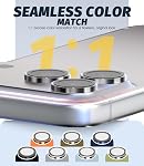 (3 Sets) Orzero Camera Lens Protector Compatible for iPhone 17 Pro/17 Pro Max/16 Pro/16 Pro Max, Protector de Cámera One-Step Installation Tray Individual Metal Ring Glass - Silver