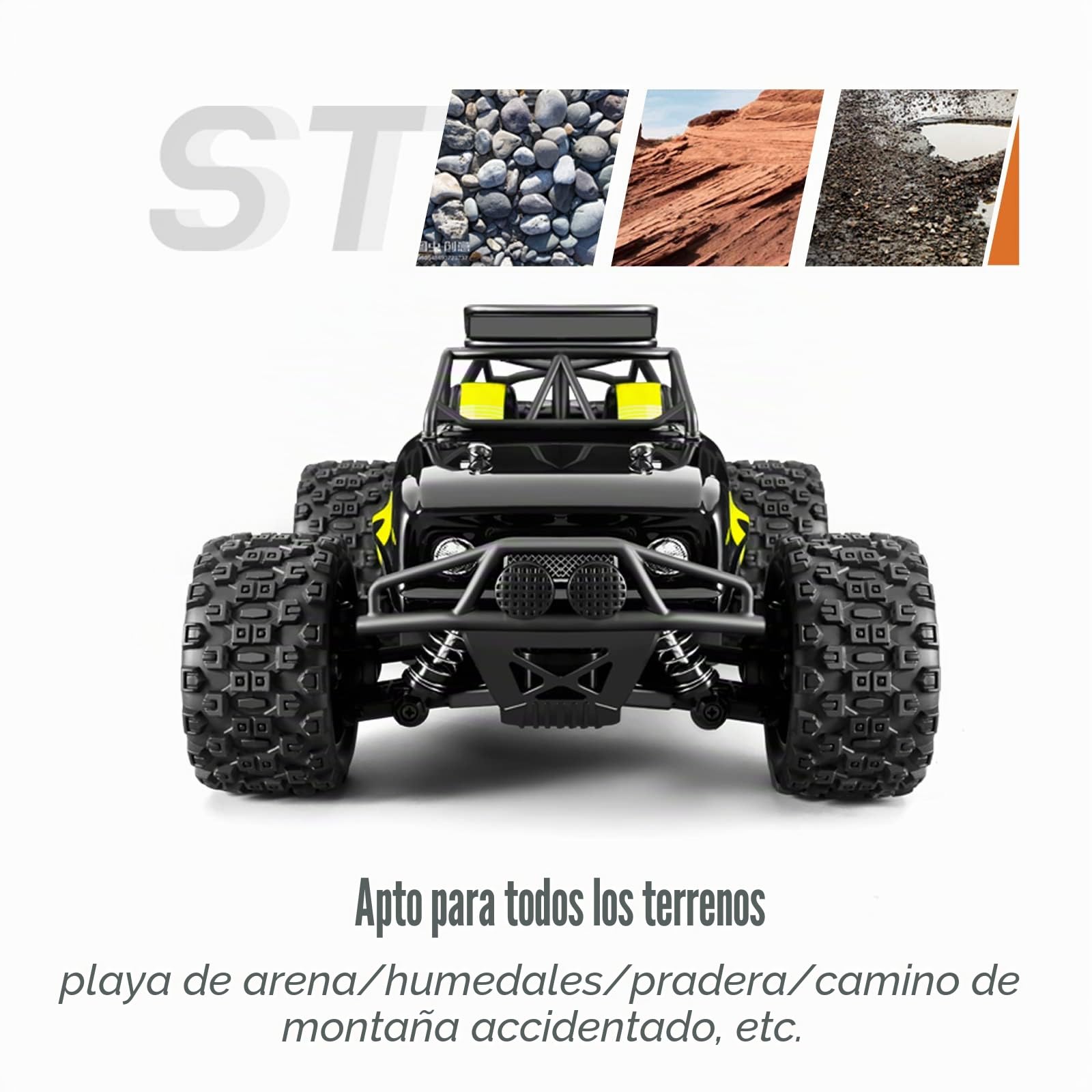 Coche Teledirigido 4WD Juguete Todoterreno Vehículo Eléctrico Escala 1/18, 40 km/h Coche RC 2.4GHz Radiocontrol Camiones con 2 baterías Recargables(60Min De Juego)