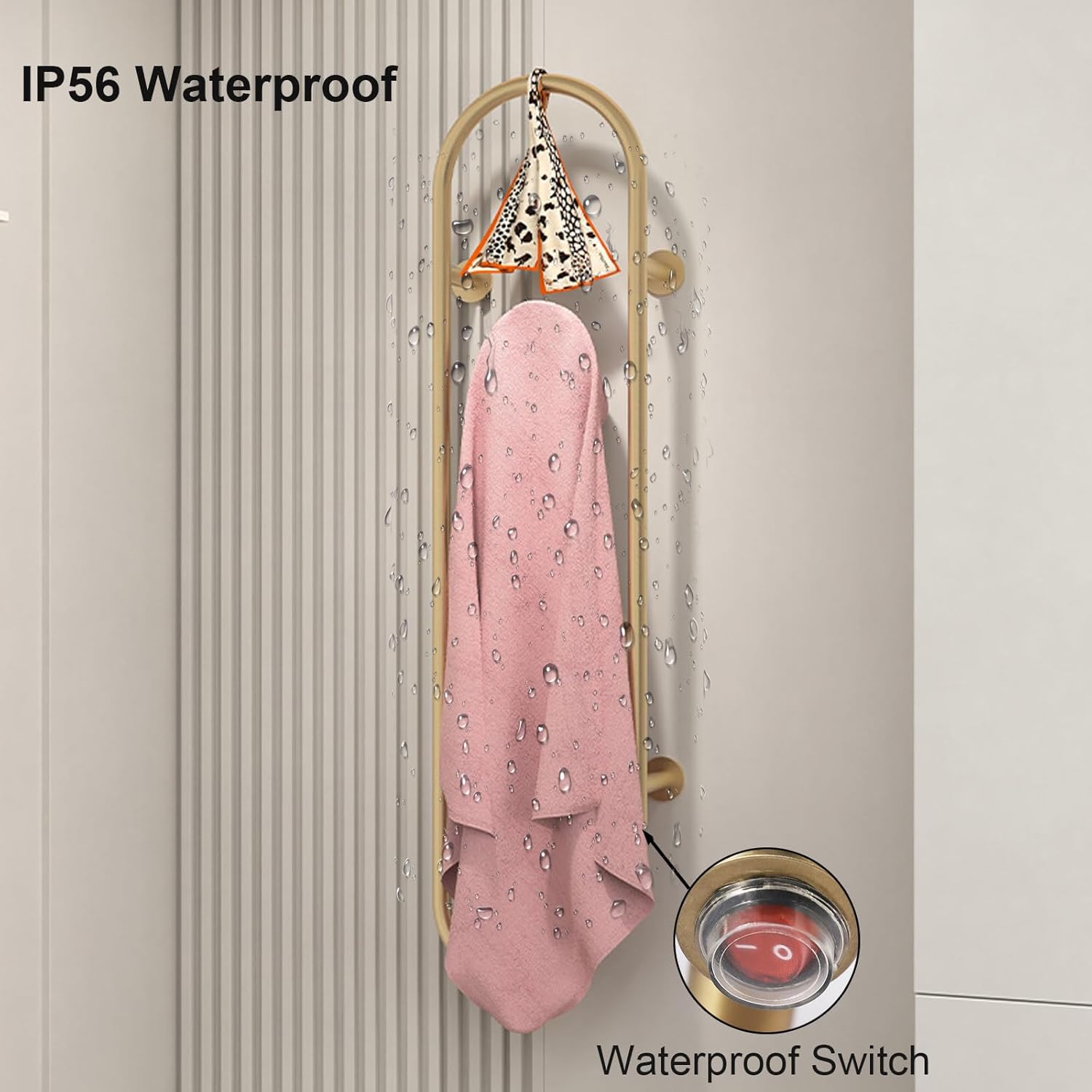 Heated Towel Rack for Bathroom, 75W Wall Mounted Towel Warmer Rack 304 Stainless Steel Curved Electric Towel Rail with Thermostat, Plug in, 47x11IN