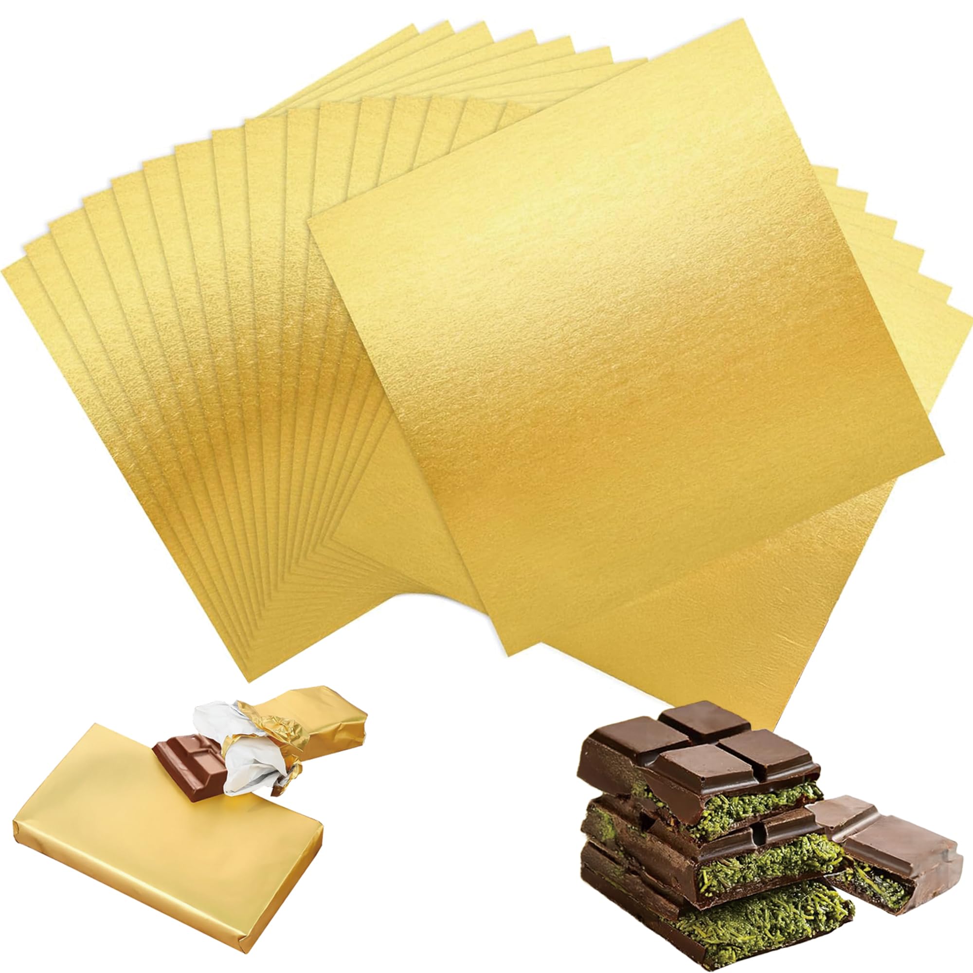 Packaging for Dubai Chocolate, Pack of 100 Gold Foil Aluminium