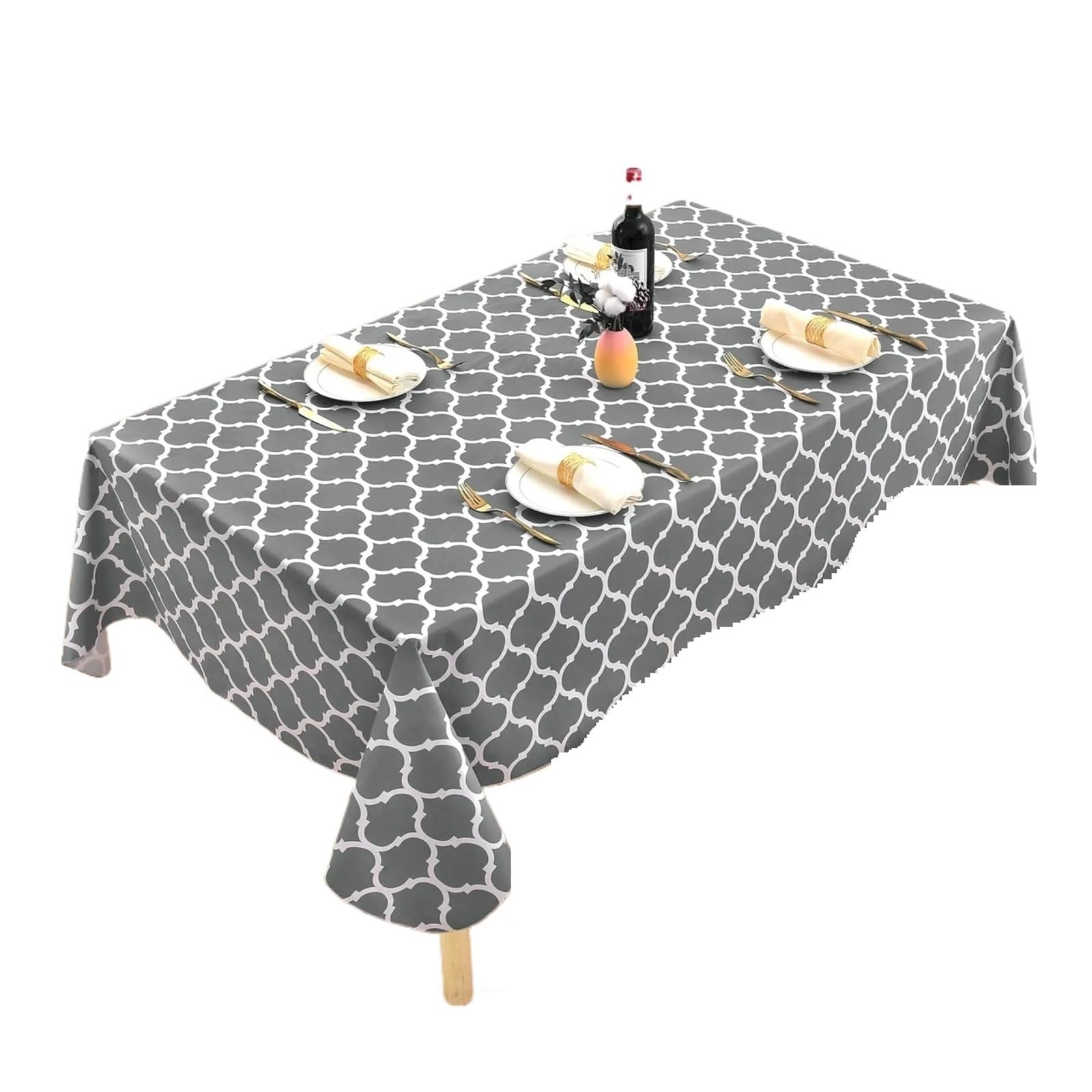LUYSGBXR Waterproof Tablecloth House Table Cloth Rectangular Tablecloths Waterproof Mat For Coffee Banquet Decoration Dining Cover(Grey,152x213cmRectangle)