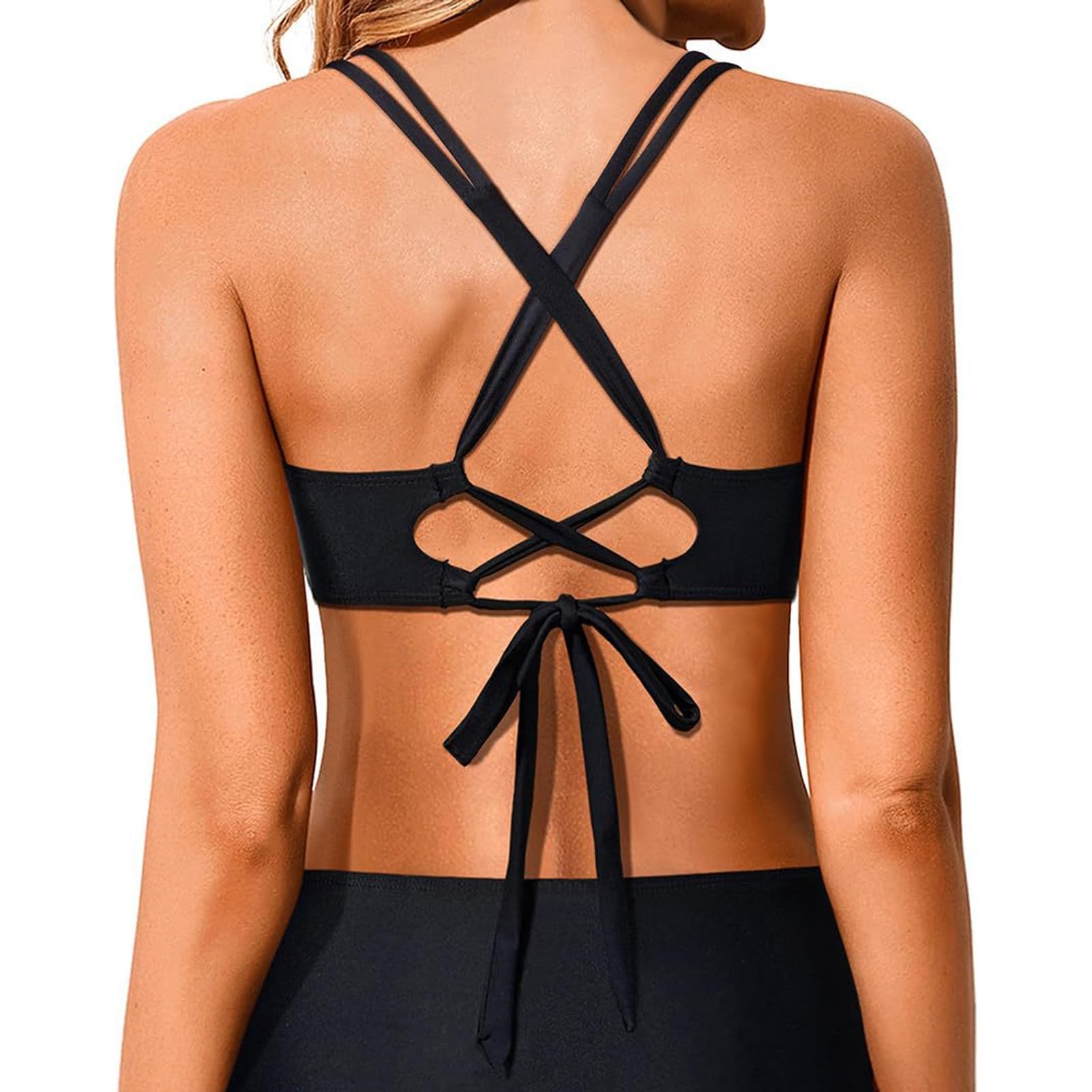 Rayson Top de Bikini para Mujer Push Up Simple Acolchado Clásico Versátil Traje de Baño con Cordones