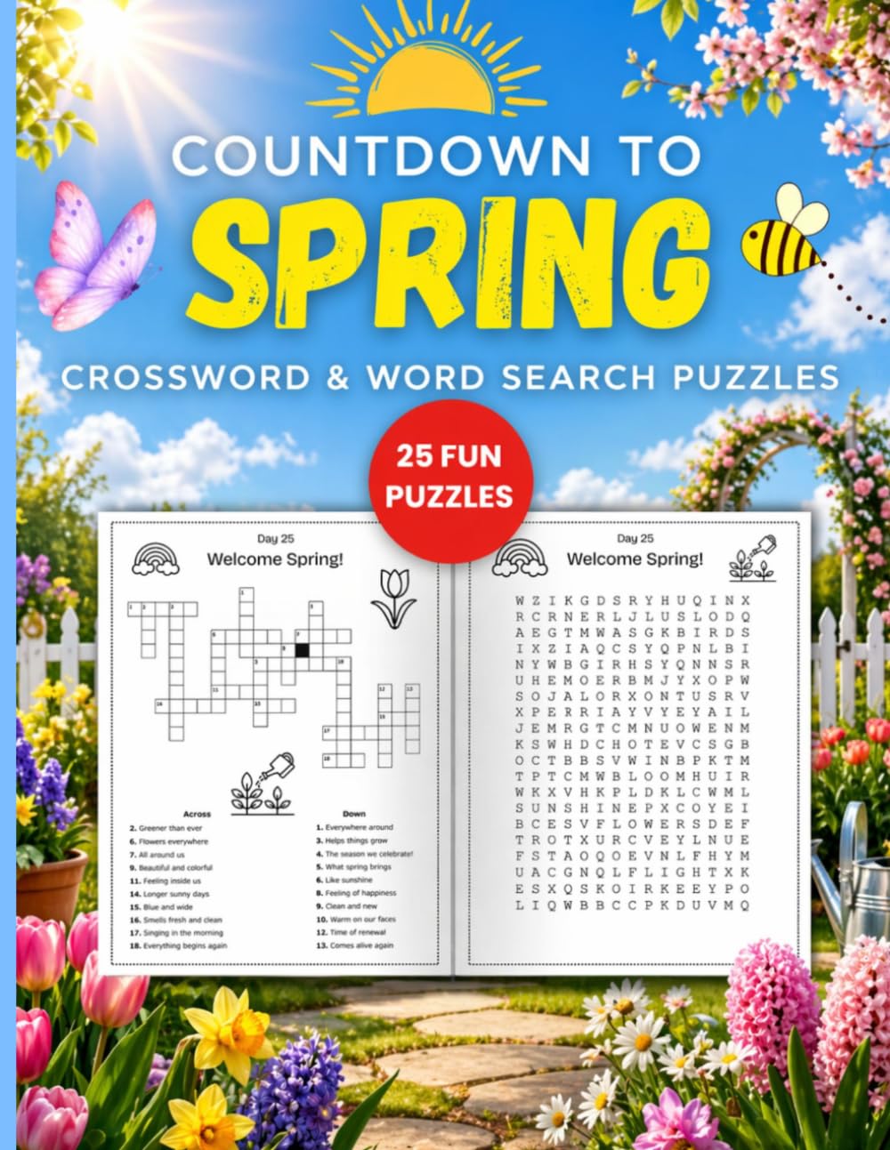 Countdown to Spring Word Puzzles: 25 Days of Crosswords and Word Searches to Celebrate the Season