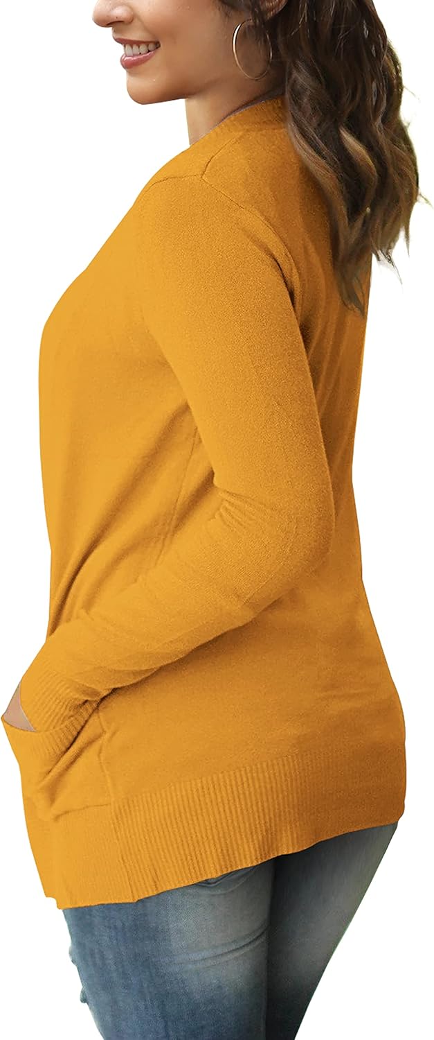 VERABENDI Women Long Sleeve Snaps Button Down V Neck Cute Knit Sweater Cardigan - Image 2