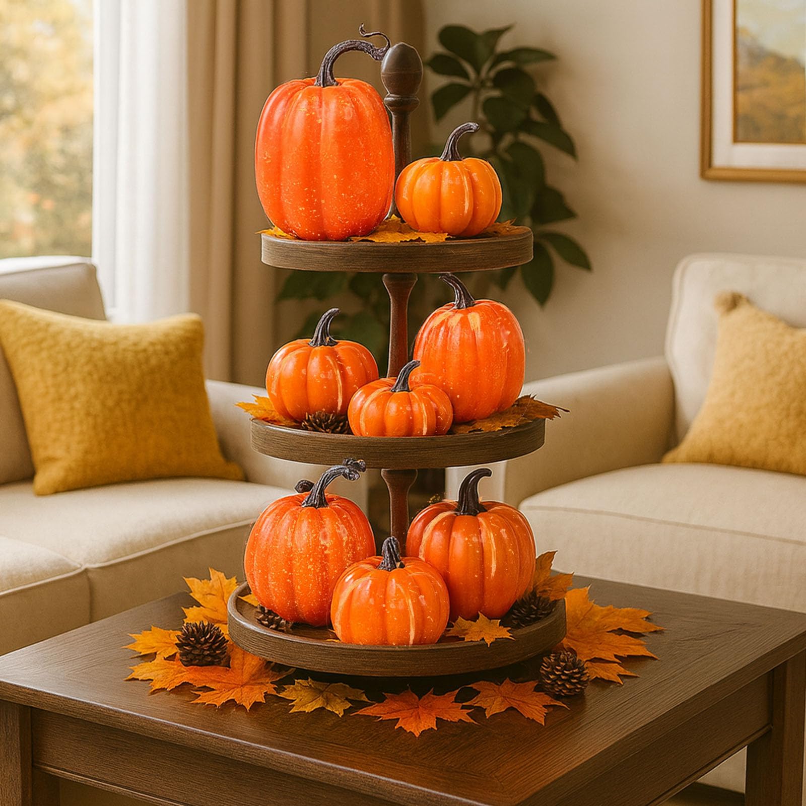 Snapklik.com : 14PCS Artificial Pumpkins, Foam Pumpkins Assorted Sizes
