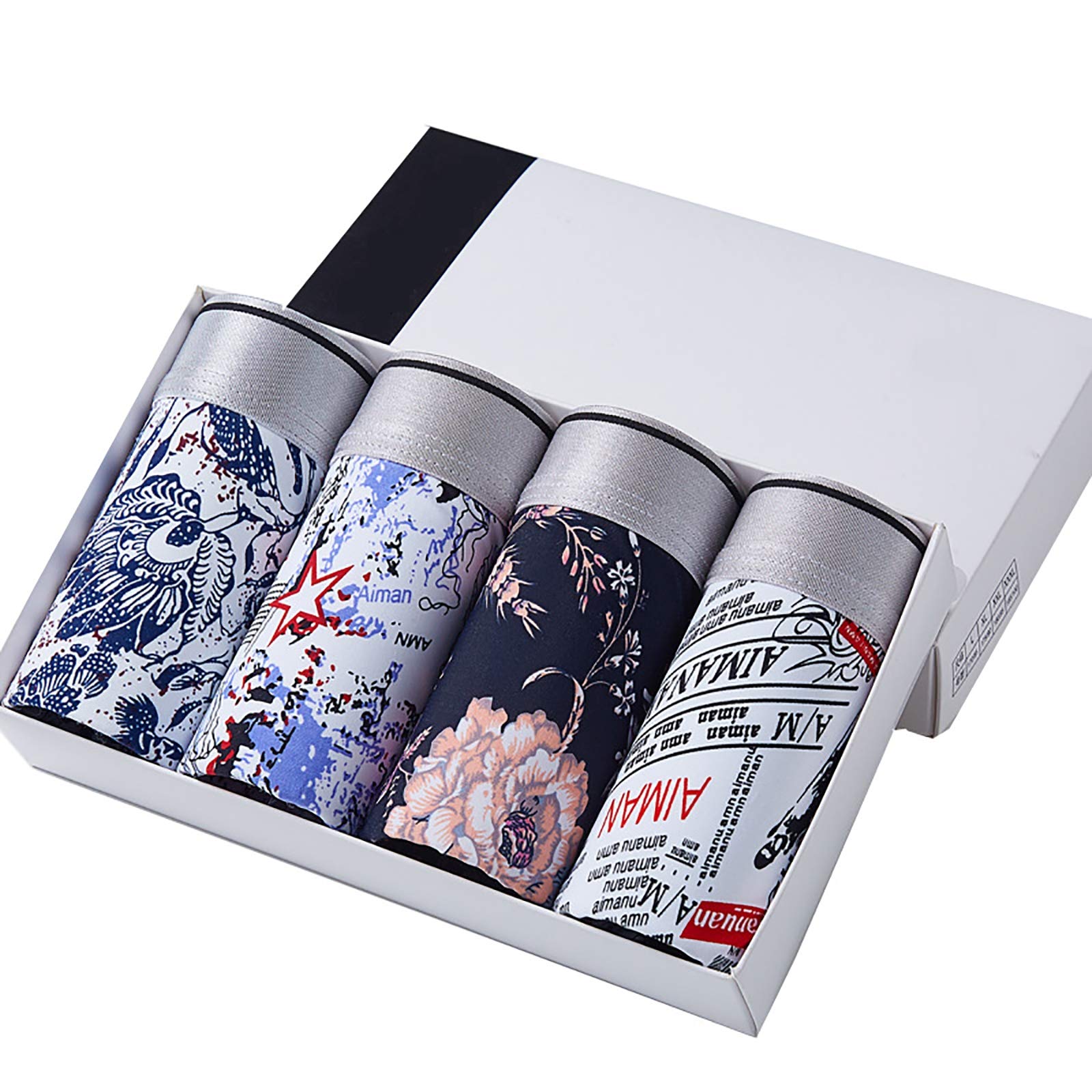 ZZJCY3D Seamless Underwear for Men, Ice Silk Boxer Briefs Low Rise Trunk, Health to Wear, Lightweight, Holds Shape After Washings, Pack of 4,A,L