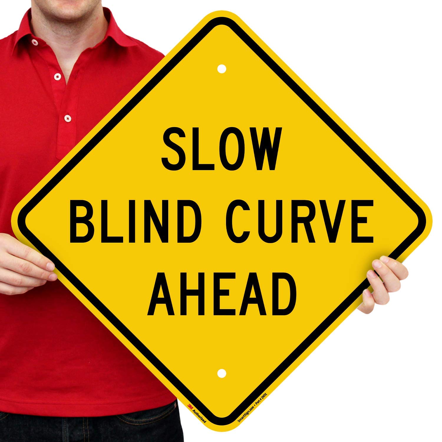 SmartSign "Slow - Blind Curve Ahead" Sign | 18" x 18" 3M Engineer Grade Reflective Aluminum