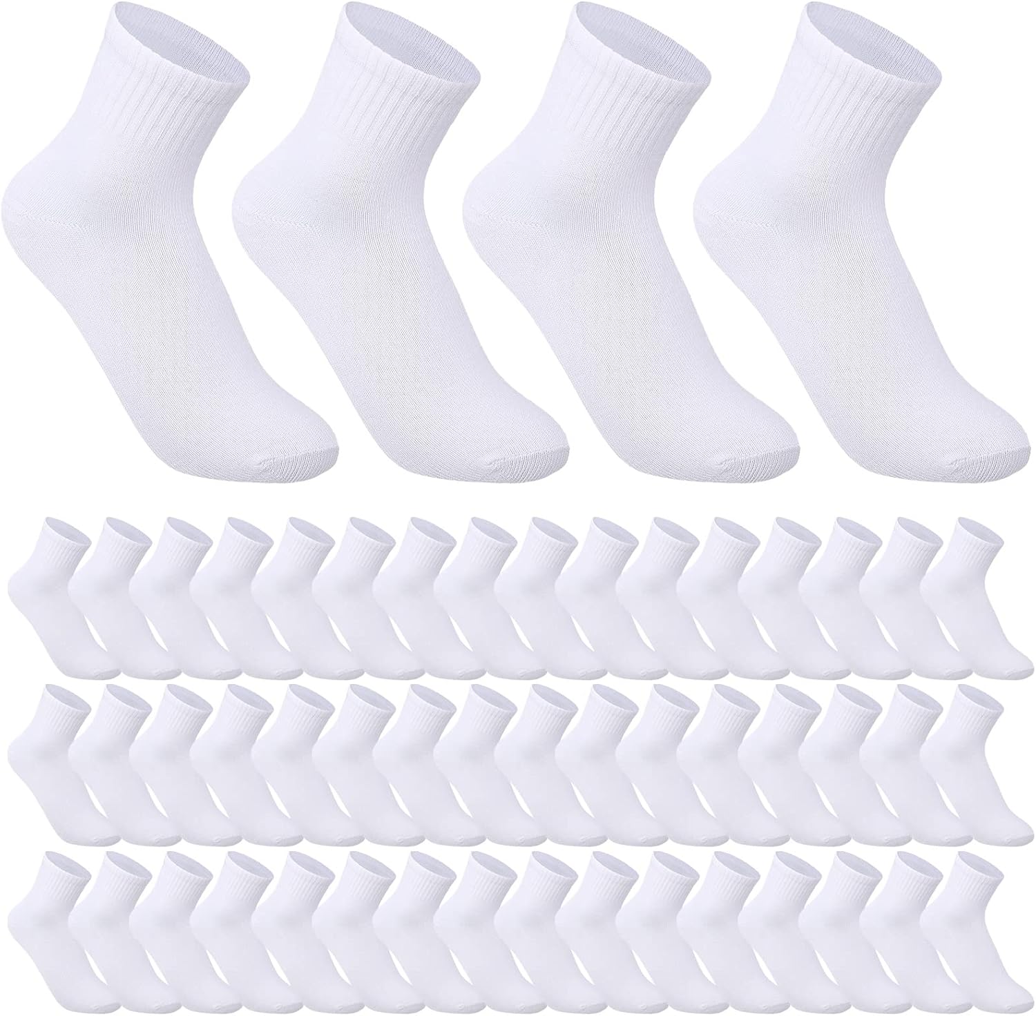 Tarpop 48 Pairs Men Quarter Ankle Socks Moisture Wicking Athletic Crew Casual Sports Socks Bulk for Homeless