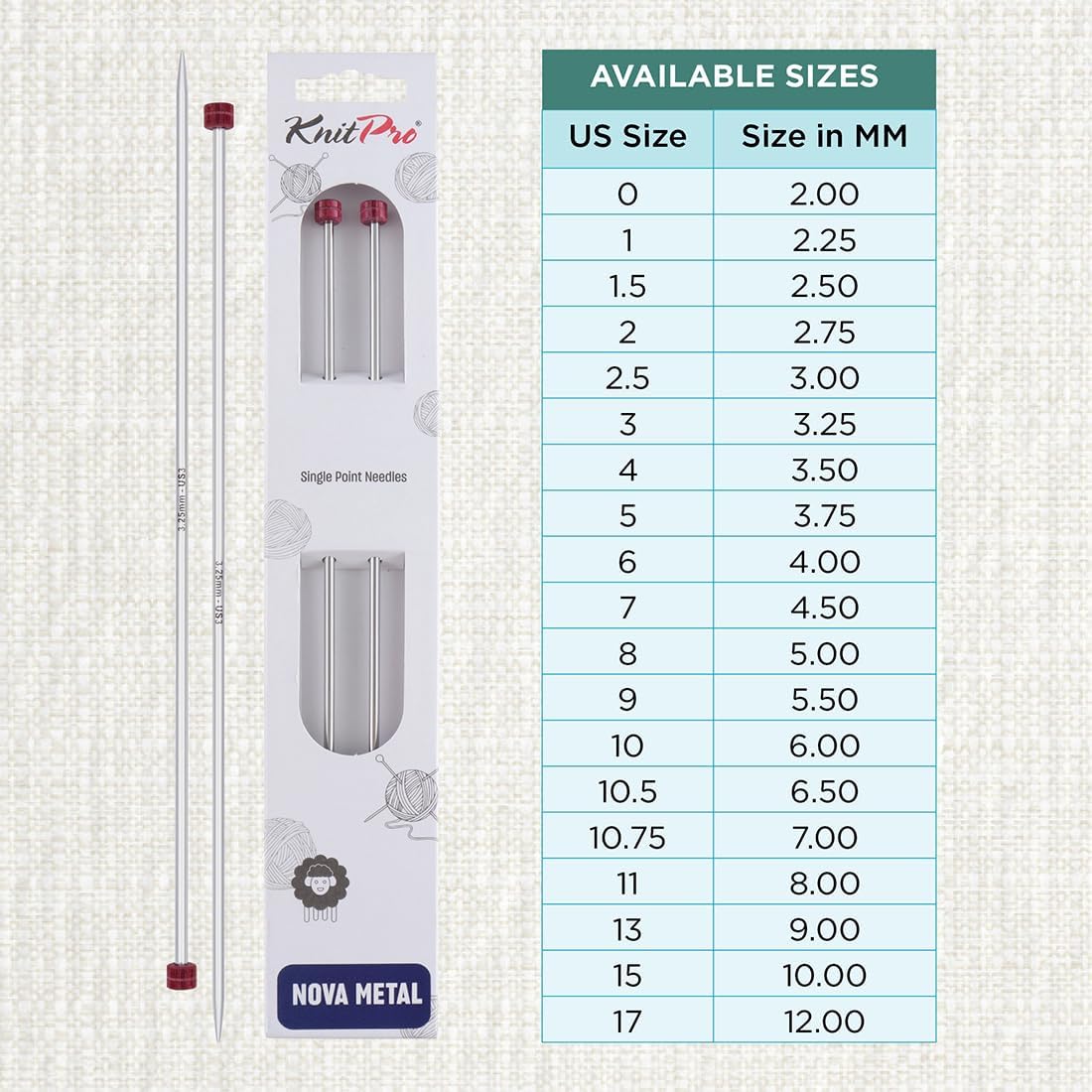 KnitPro Nova Single Pointed Needles 14" (35cm) | US Size 3 (3.25mm)