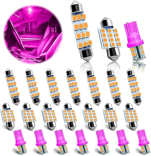 Miniatura 8 de NTNEV Juego de 24 bombillas LED de repuesto para interiores, luces interiores de automóvil, juego de bombillas LED T10 de 1.220 in y 1.654 in,