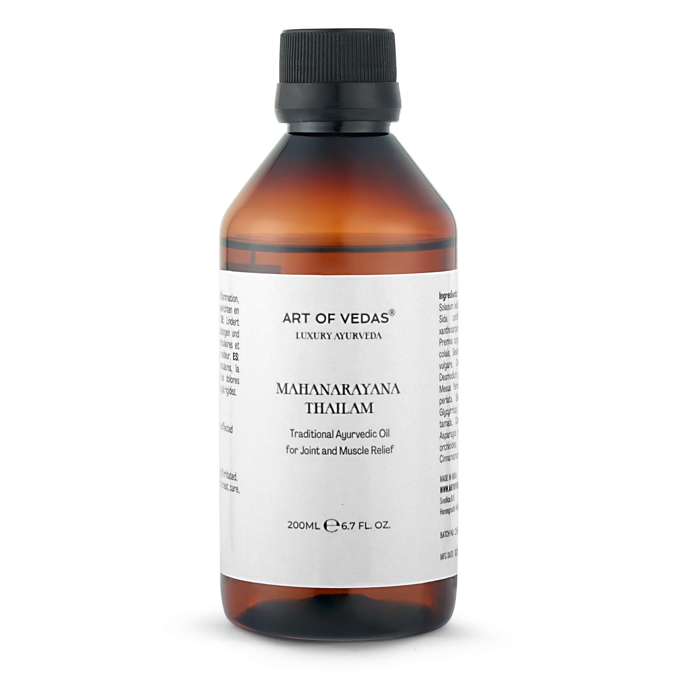 Mahanarayana Thailam - Olio Ayurvedico 200ML per Alleviare il Dolore Articolare e Muscolare, Rigenerazione Muscolare - Premium Art of Vedas Thailam