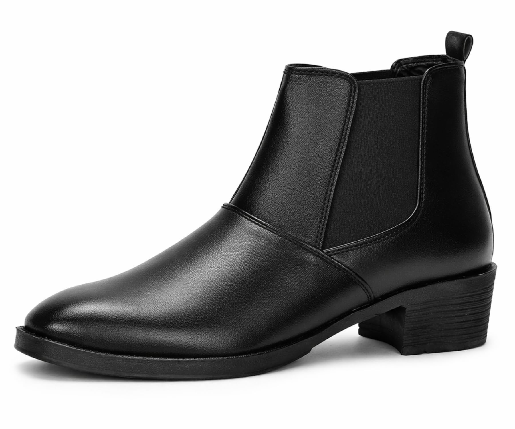 Men’s Height Increasing Chelsea Boots | PU Leather Slip-On Ankle Boots | Comfortable Formal & Smart Casual Footwear