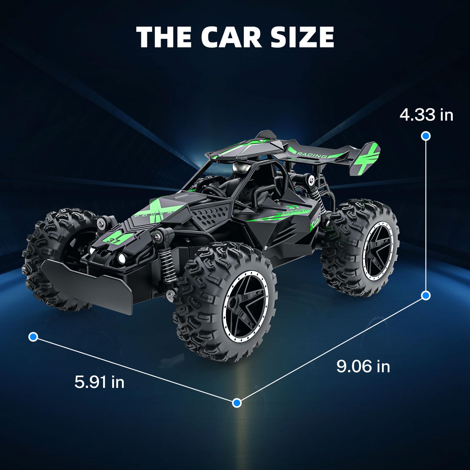 ACAMMZAR Macchina Telecomandata per Bambini, 1:18 20+KM/H Off Road Monster RC Truck, RC Auto Telecomandate per Anni e Adulti, Verde