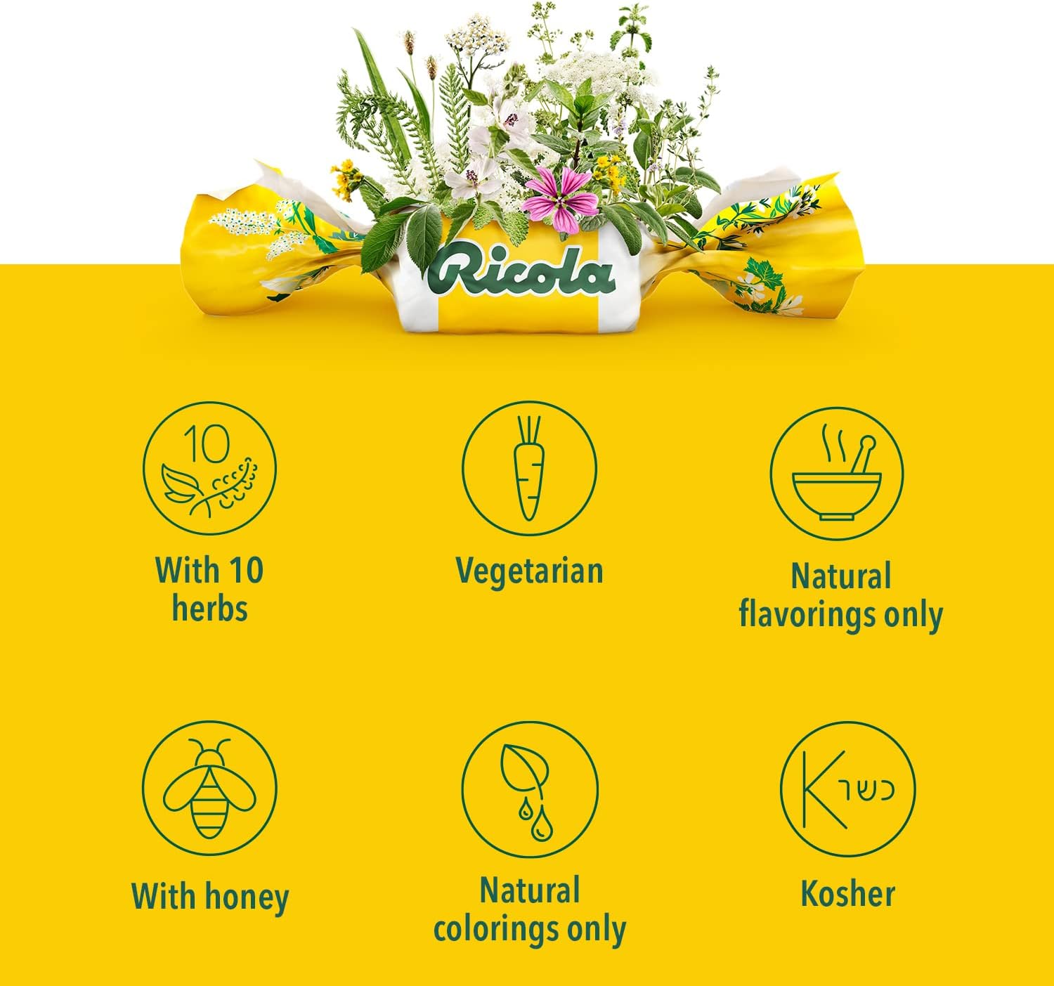 Ricola Cherry Honey Throat Drops, 24 Drops, Naturally Soothing Relief that Lasts for Scratchy, Hoarse, and Sore Throats