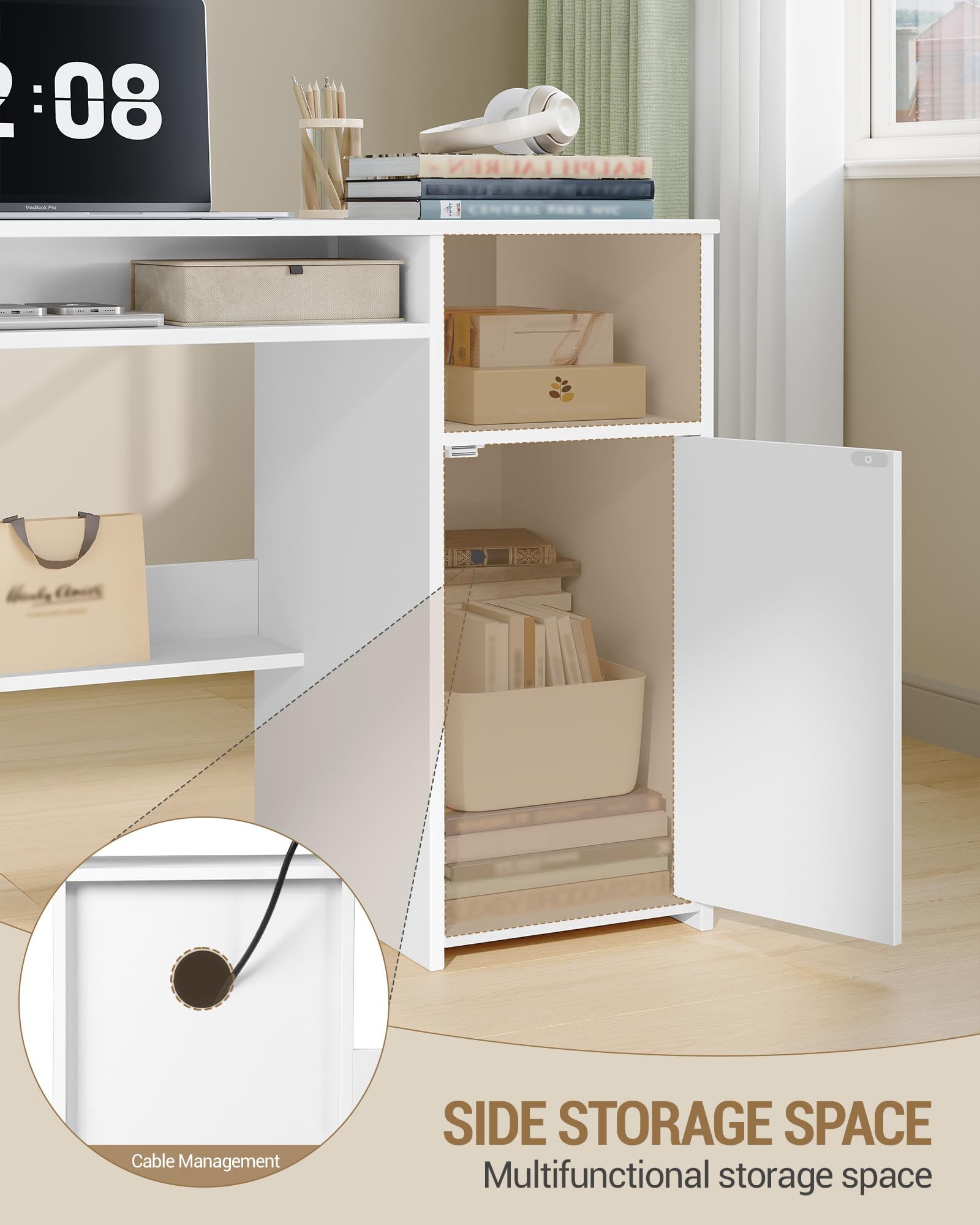 Hzuaneri Schreibtisch 108 x 50 cm 1 Tür Weiß | Minimalistisch, 1 Tür, stabil. Für Büro/Arbeitszimmer/Schlafzimmer. 108x50cm, Weiß. Ref. CD10103X.