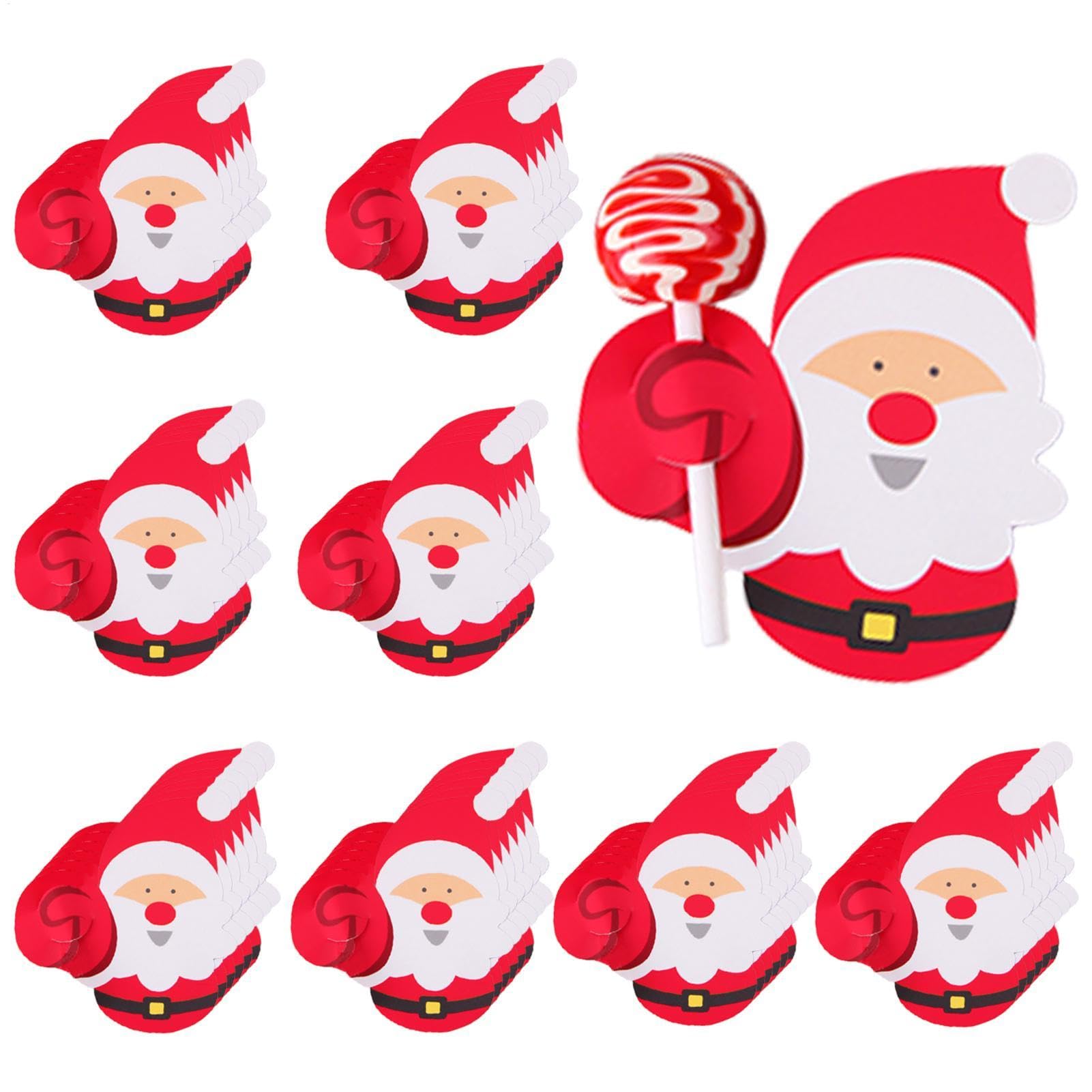 Soporte para tarjetas de Navidad, paquete de 50 tarjetas de para caramelos de azúcar | Decoraciones de embalaje de piruletas