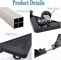 Vista 4 de Base móvil de tamaño ajustable para lavadora, secadora y refrigerador, carrito telescópico para muebles con rodillos y ruedas giratorias con bloqueo
