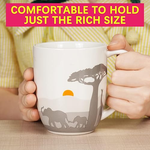 Miniatura 5 de Taza de café de cerámica de elefante hecha a mano, taza de té de porcelana de 14 onzas, tazas de café novedosas para mujeres y hombres, regalos de