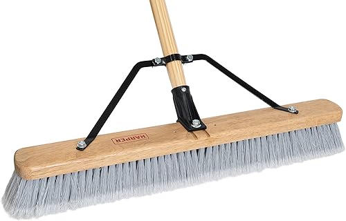 Miniatura 9 de Harper Escoba de empuje de superficie lisa para interiores de 24 pulgadas con cerdas marcadas para arena, polvo de sierra, virutas de madera y pelo