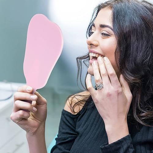 Miniatura 6 de Jetec 2 piezas de espejo de mano en forma de dientes, bonito espejo de maquillaje, espejos dentales de plástico con asa, espejo cosmético de mano