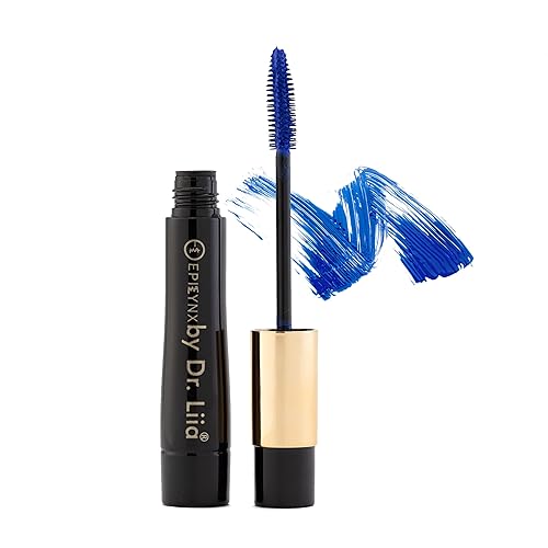 Máscara de pestañas azul líquida, aspecto telescópico, sin gluten, hipoalergénica, vegana, para pestañas voluminosas EpiLynx por el Dr. Liia